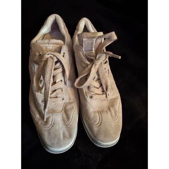Authentic prada tan suede platform trainers sneakers 40 - Picture 3 of 13